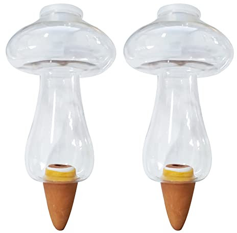 Bseical Globos De Riego para Plantas, Riego Automatico Macetas, Riego Plantas Vacaciones, Bolas De Riego Balcon Bonsai Interior Exterior Botella De Riego Plantas 2 Piezas Set (champiñón)