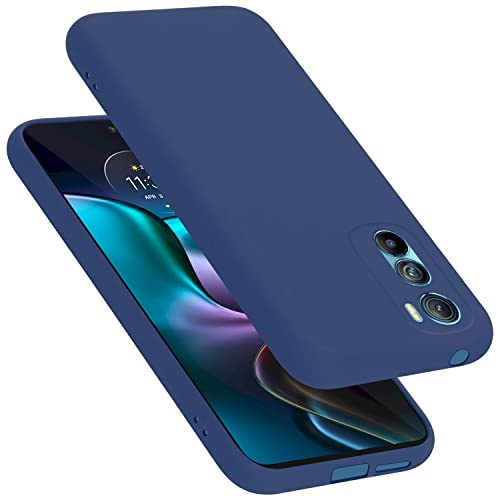 Cadorabo Hülle kompatibel mit Motorola Edge 30 Hülle Silikon Handyhülle für Edge 30 Case aus flüssigem Silikon- Kratzfeste und stoßfeste dünne TPU Schutzhülle - Liquid BLAU