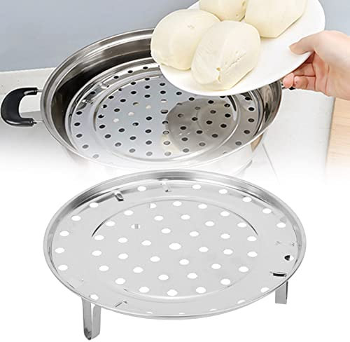ANKROYU Reusable Steamer Rack with Removable Supporting Feet, Round Stainless Steel Steam Holder Tray for Sandwiches Buns Burgers,Tray Shelf Cooking Accessories for Pots Pans Crock Pots(L:26cm)
