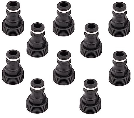 Mivos Lot de 10 raccords de robinet pour robinets avec filetage intérieur BSP 3/4 (24,1 mm) - Adaptateur de robinet avec raccord rapide pour tuyau d'arrosage - Fabriqué en plastique recyclé à 90%