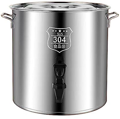 ASSYA Ölfass SUS 304 Edelstahl Fass Lagertank mit hängendem Deckelgriff Push-Type Wasserhahn Zylindrische Suppentopf Kapazität 6,2-70L,70L