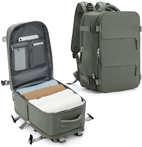 SZLX for Ryanair Cabin Bags 40x20x25 Underseat Carry-ons Bag,Easyjet Cabin Bag Travel Backpack Cabin Size Hand Luggage Bag with Water Bottle Holder Travel Ruscksack Fit 14 Inch Laptop Olive Green