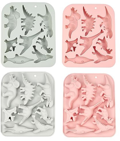 WakiHong 2 Pièces Moule Silicone Dinosaure, 3D Moules Gateau Silicone Dinosaure, DIY Moule à pâtisserie pour Decoration Gâteaux, Muffins, Chocolat, Pudding, Biscuits, Savon