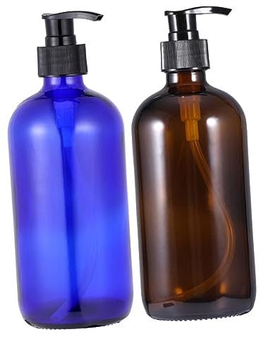 2pcs Squeeze Lotion Bottle Round Glass Clear Glass Jars Amber Essential Oil Bottles Brown Glass Apothecary Bottles Liquid Dispenser Refillable Sub Bottles Filling Shower Gel Bottle