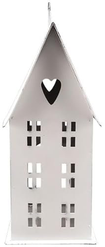 Windlicht ‘Clair Blanc‘ Licht Haus Metall weiß Teelichthalter Laterne Shabby Landhaus H 21cm