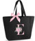 Vavabox Handtasche Damen A-Z Reißverschluss Schultertasche, Geschenke für Damen,Bräute und Brautjungfern, Arbeit,Reisen,Einkaufen,Schule (E, Schwarz)