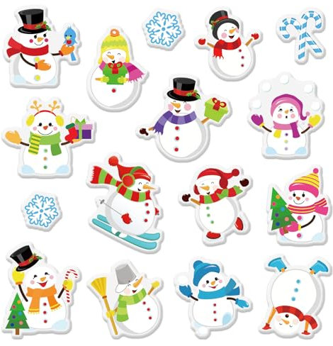 Whaline 2 Bögen Winter Dicke Gel Klammern Bunte Schneemann Thema Fenster Gel Aufkleber Wiederverwendbar Niedlich Winter Fensteraufkleber für Zuhause Klassenzimmer Kinderzimmer Weihnachten Urlaub