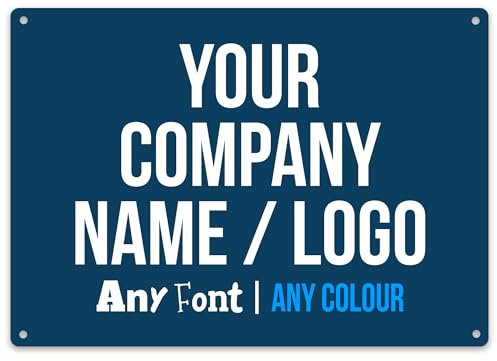 Purple Print House Personalised Company Logo Metal Sign Printed with Custom Business Text or Image, Small, White