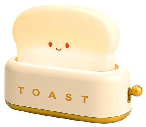 CECOMBINE Night Light Toaster Lamp, Bedside Lamp for Children, LED Night Light with USB Rechargeable and Timer, Portable Bedroom Bedside Lamp for Child Teenager Bedroom Decoration (Yellow)