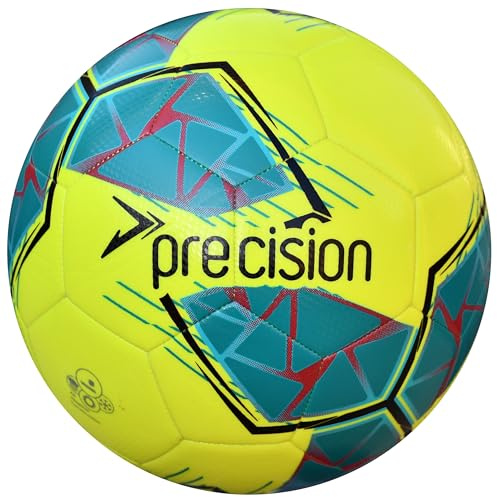 Precision Fusion FIFA Basic Training Ball, All-Weather, IMS Certified, Official, Highly Durable, 3.5mm Eva Foam, Yellow, Teal, Cyan, Size Ball 3