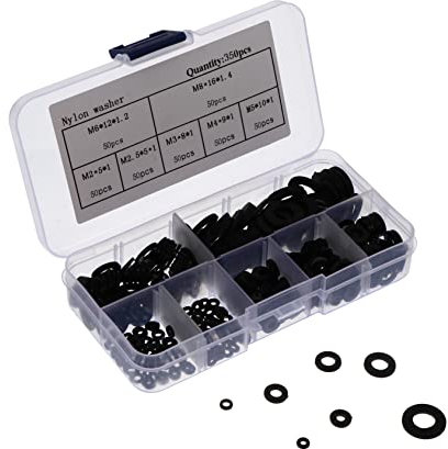 Gatuida 350pcs Nylon Flat Washers for Faucet Hose Nut Sealing Gasket Kit Assorted Leakproof and Insulated