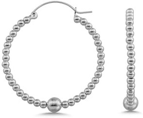 Cassini Große Creolen 925 Silber – 25mm Hochglanzpolierte Ohrringe mit Kugeln – Nickelfrei, Antiallergisch, Sicherer Klappverschluss – Zeitlos Elegant – Damen Silberohrringe 3CSB1