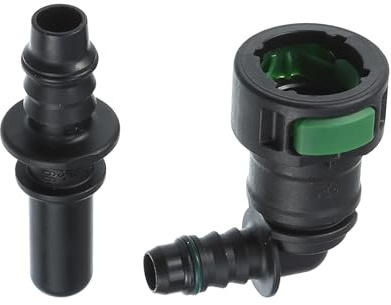 A ABSOPRO Kit connettore rapido per tubo del carburante per auto a 90 gradi da 11,8mm SAE a 5/16 8mm, tubo di disconnessione in plastica verde.