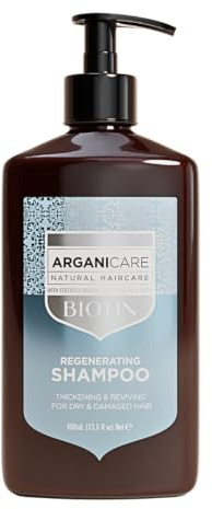 Arganicare | regenerierendes Shampoo mit Biotin | angereichert mit Biotin und Arganöl | stärkt und nährt | gestärktes Haar und voller Vitalitäten | hergestellt in Frankreich | 400 ml