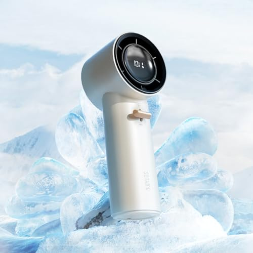SOTHING Portable Handheld Fan, 101 Speeds Adjustable Turbo Mini Fan, 3600mah Battery Rechargeable Personal Fan with Digital Display, Gift for Women Men Travel Camping Outdoor - Rose Gold, Small
