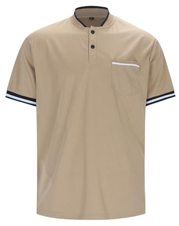 3D-Druck Street Trend 4-Knopf-T-Shirt mit offener Knopfleiste, kurzärmelig, Digitaldruck Wortuhr (24-0318D-Khaki, M)
