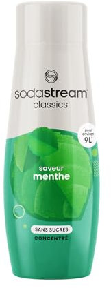 SodaStream Concentré Menthe Sans Sucres pour Machine à Eau Pétillante et Soda | Préparez jusqu'à 9 Litres de Sirop de Menthe en Quelques Secondes, 440ml