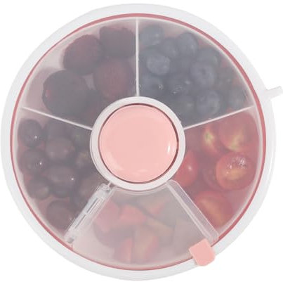 Snack Spinner Rotierende Aufbewahrung Snackbox Kinder Tragbarer Snackbox mit Fächern Snack Organizer Snack Behälter für Kinder für Snacks Nüsse Süßigkeiten Obst (Rosa)