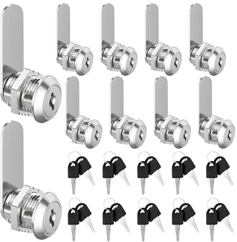 Forhandy 10 Piezas Cerraduras Taquillas 20 mm una llave Controla una Cerradura, Cerradura Taquilla Vestuario para Puertas de hasta 16 mm de Espesor