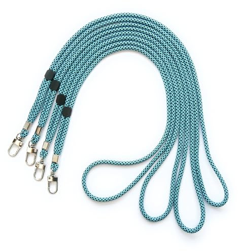 trage.band® Umhängeband/Trageband mit Karabinerhaken, 4 St schwarz-blau | Langes verstellbares Umhängeband / Lanyard mit kleinem drehbarem Karabinerhaken. Bequem und hochwertig.