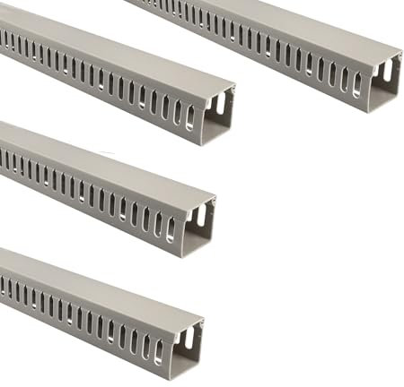 Jandei - Pack x4 Canaleta Ranurada para Cables, Organizador de Escritorio Cubierta de PVC. Color Gris. Longitud 1 Metro (40x40mm)