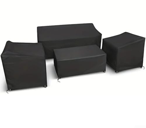 Honseadek Set di 4 coperture per mobili da patio, tessuto Oxford resistente e impermeabile, nero
