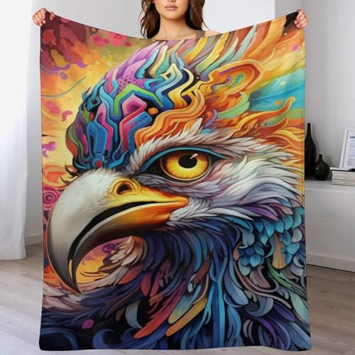 Adler Decke Wohndecke Warm & Kuschelig Waschbar, Überwurf Ideal Für Draußen, Camping, Couch, Bett, Reisen – Superweiche Wolldecke （100×130cm）