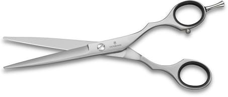 Victorinox Coiffeurschere, Friseurschere, Länge: 17 cm, Extra Scharf, Rostfreie Stahlklingen, mit Fingerstütze, Silber
