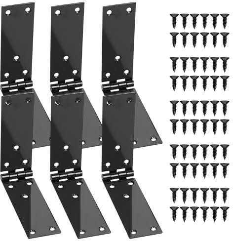6 Pcs Bisagras Cajon Madera, Conectores de Bisagra de Puerta, Bisagra de Muebles, Bisagras Plegables, Bisagras de Puerta de Madera, Bisagras Abatibles para Cajas Puertas de Madera(200 x 35 mm)