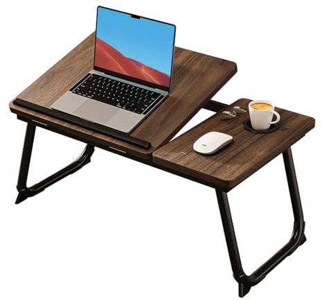 Dokkome Laptoptisch Bett Klappbar Laptop Betttisch Notebooktisch Bed Table Esstablett Bed Tray FrüHstüCk im Bett Klapptisch Betttablett Lapdesk Braun