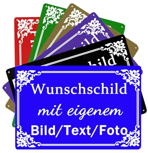 CCZUIML Blech-Schild Selbst Gestalten,Wunschtext Schild Personalisiert,Schilder Selbst Gestalten mit Text/Name/Bild/Logo/Schrift Für Garage,Hotel,Parkplatz,Schule,Carport,Firma,Garten, Wohnadress