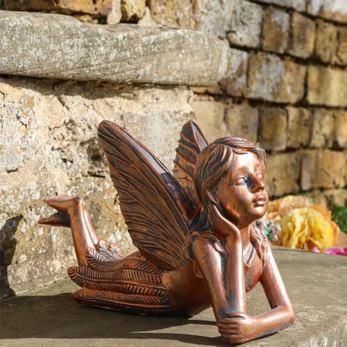 LOVETRENDS Legende Fee Statue - 3 Stück - Bronze-Effekt Süße Feengarten Ornament - Perfekt für Haus & Garten Dekor Dekofigur für Terrasse, Balkon, Hof, Rasen - Einzigartiges Einweihungsgeschenk