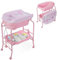LIFEZEAL Mesa Cambiadora con Baño, Combinación 2 en 1 con Ruedas, Estante Abierto, Baño para Bebé con Soporte, Carga Máxima 35 kg (Rosa)