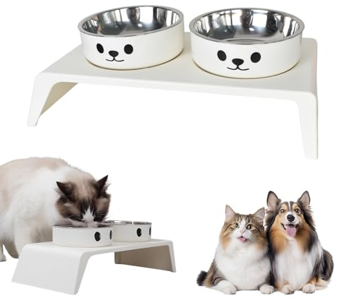 Gamelle Chat Surélevée - Bol Ergonomique en Céramique avec Tapis Lavable pour Chat et Chien - 350ml par Bol
