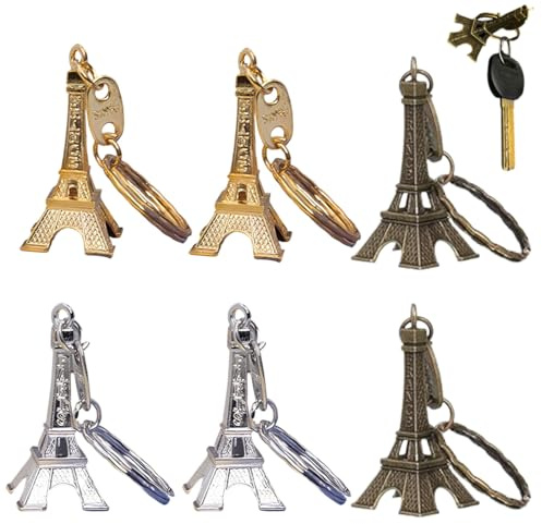 UIEXAY 6 Pièces Porte-clés Tour Eiffel Cadeaux Souvenir Sac À Main Pour Les Filles Porte-Clés Rétro Paris Mini Statue Petit Cadeau
