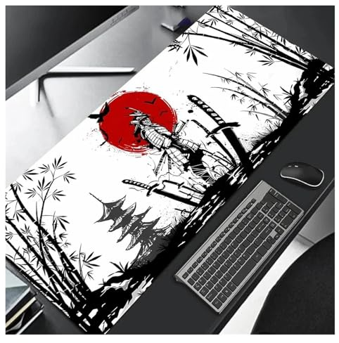 Samurai Nero Mouse Pad Computador Gamer Tappetino da tavolo Gaming Laptop Desk PC Mousepad 900x400 Tavolo da gioco for computer(Mouse pad 2,400x800x3mm)