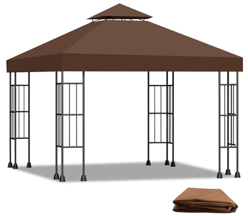 Qweidown Telo di Ricambio per Gazebo 3x3 m – Impermeabile 300D con Doppio Strato, Protezione UV 95% – Copertura Universale per Giardino, Matrimoni, BBQ e Feste all‘Aperto
