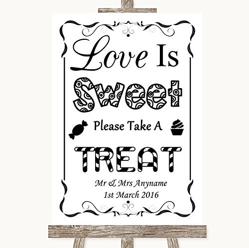 Black & White Wedding Sign Collection Black & White Love is Sweet Take A Treat Candy Buffet Wedding Sign