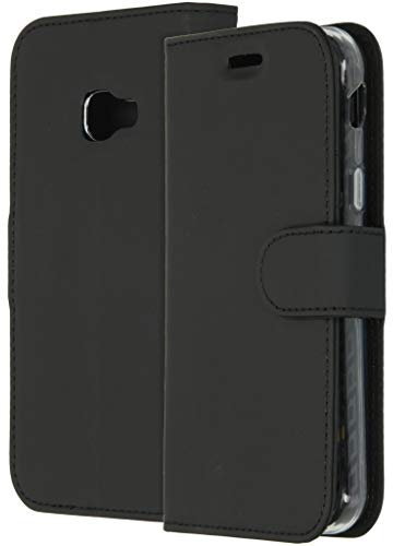 ACCEZZ kompatibel mit Samsung Galaxy Xcover 4S, Samsung Galaxy Xcover 4 Hülle – Wallet Soft Case Handytasche – Side Flip Handyhülle in Schwarz [3 Kartenfächer, Ständer, Magnetverschluss]