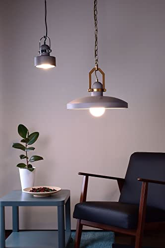 Deko-Light | Pendel-Leuchte Decken-Hänge-Lampe Beton dunkelgrau chrom rund Ø14cm E27 Sockel Retrofit | Pavonis