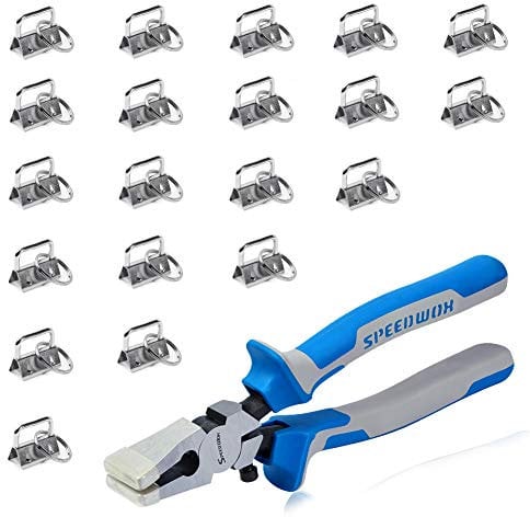 SPEEDWOX 20PCS Sliver 1 Key Fob Hardware Set - Key Fob Plier, Glass Breaking Pliers with Rubber Tips and Adjustable Screw