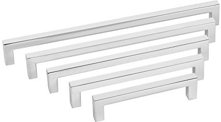Gedotec Stangengriff eckig Möbelgriff Küche Schrankgriff 160 mm - H10002 | Moderner Schubladengriff Chrom poliert | Lochabstand 160 mm | 10 Stück - Design Kommoden-Griff verchromt mit Schrauben