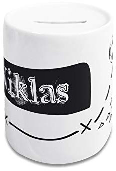 GRAZDesign Spardose Kinder Jungen mit Namen Fußball, Geldgeschenk personalisiert zur Einschulung, Taufe, Geburtstag, Weihnachten, Sparschwein