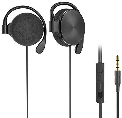 leqingchun Clip-on Headphones, subwoofer Stereo Wired Headphones, Compatible with 3.5mm Interface Device, with Microphone(Black)