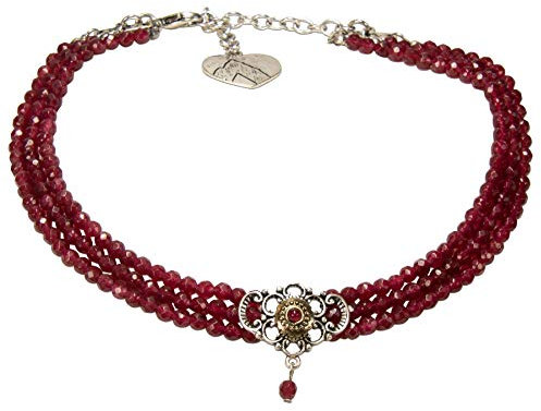 Alpenflüstern Trachten-Perlen-Kropfkette Hedwig - nostalgische Trachtenkette Damen-Trachtenschmuck Dirndlkette rot DHK190