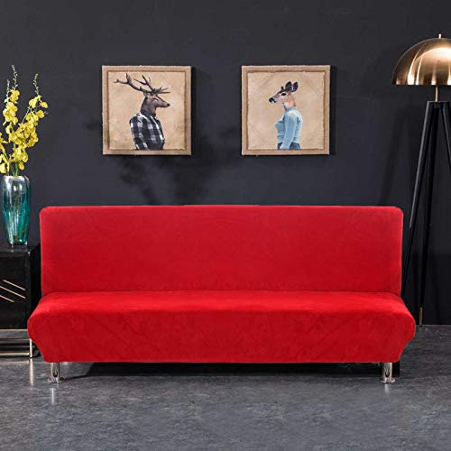 PETCUTE Sofabezug ohne armlehne futonbezug Stretch sofahusse ohne armlehne sofaüberwurf schlafsofa bezug ohne armlehne rot