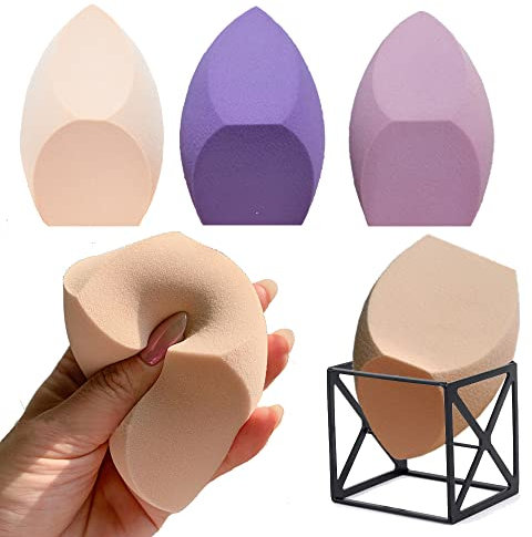 Makeup Sponge Blender & Holder, BIG & SOFT Beauty Makeup Blender Puff Foundation Sponges Set, Applicator Beauty Blending Blenders with 1 Sponge Holder, Concealer Sponge for Liquid Powder Sunscreen