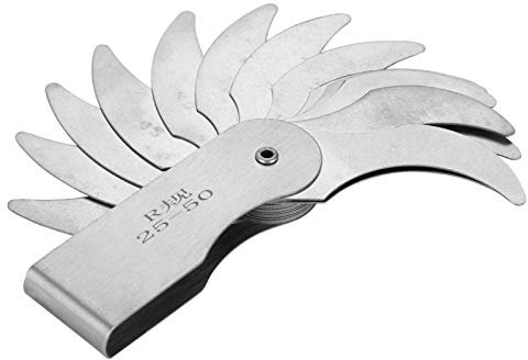 Radius Gauge Stainless Steel Radius Fillet Gauge External Internal Concave Convex Measuring Tool with Clear Marking(R25-50MM)
