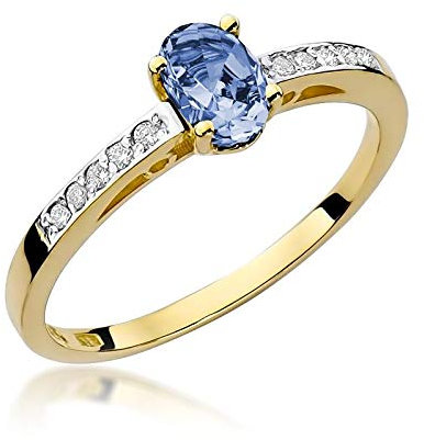 Damen Ring 585 14k Gold Gelbgold echt Tansanit Edelstein Diamanten Brillanten