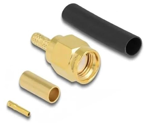 Delock RP-SMA Stecker zum Crimpen RG-174 / RG-316 mit passendem Schrumpfschlauch